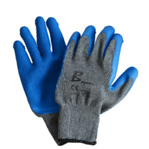 Gripper Gloves 10g Blue Latex Crinkle Finish With Grey Liner