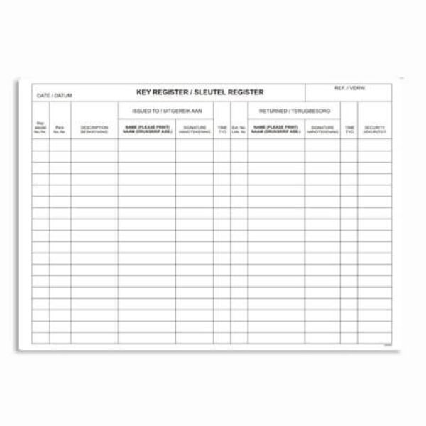 Key Register Entry Book