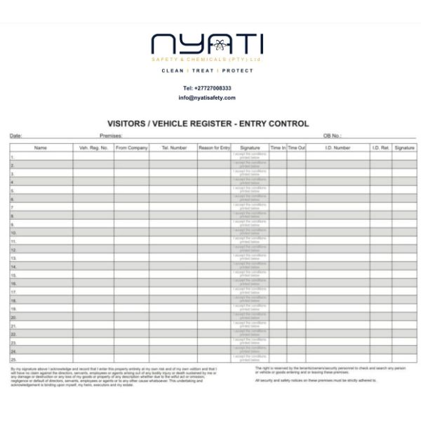 Entry control Book for Vehicles or Visito - 200 Pages (A4)