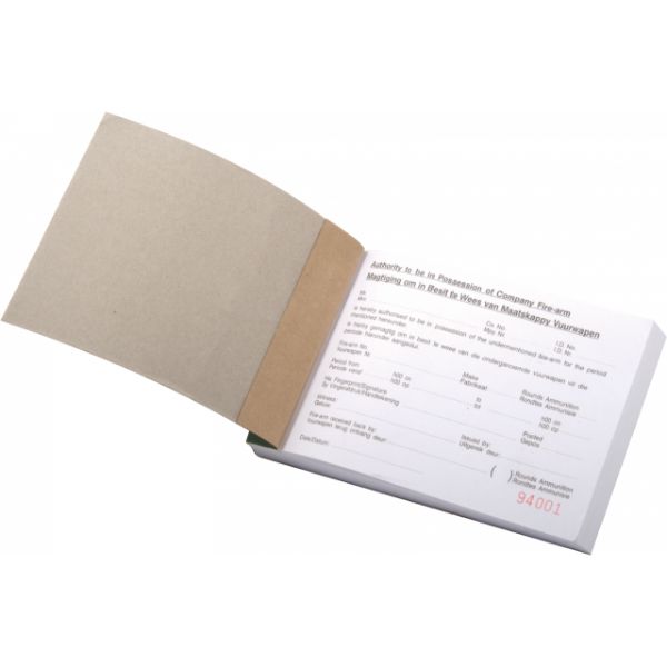 Firearm Permit Book - 1 Slip Per Page