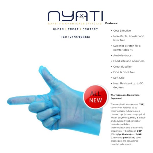 TPE Gloves - Clear&Blue S/M/L 10 BOXES PER CASE BOX OF 200
