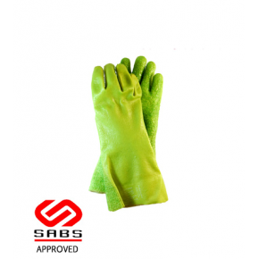 PVC Knit Wrist Glove Green SABS PK2